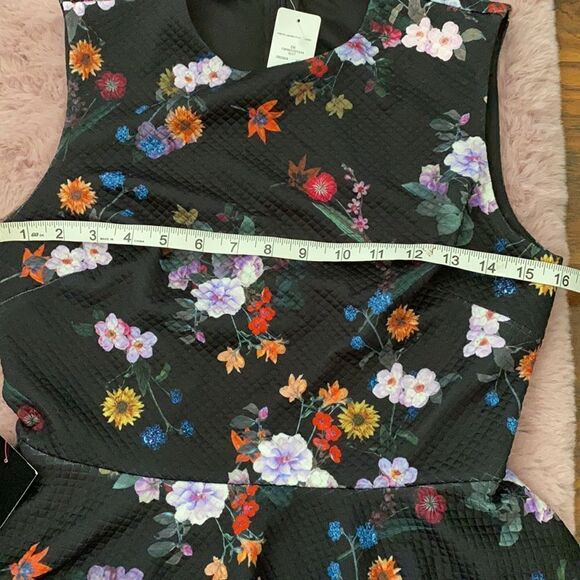 Bebe Black Floral Fit & Flare Dress - Picture 11 of 12